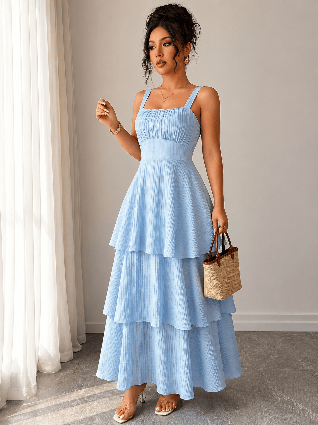 Elegant Ruffle Maxi Dress - achandvee dress