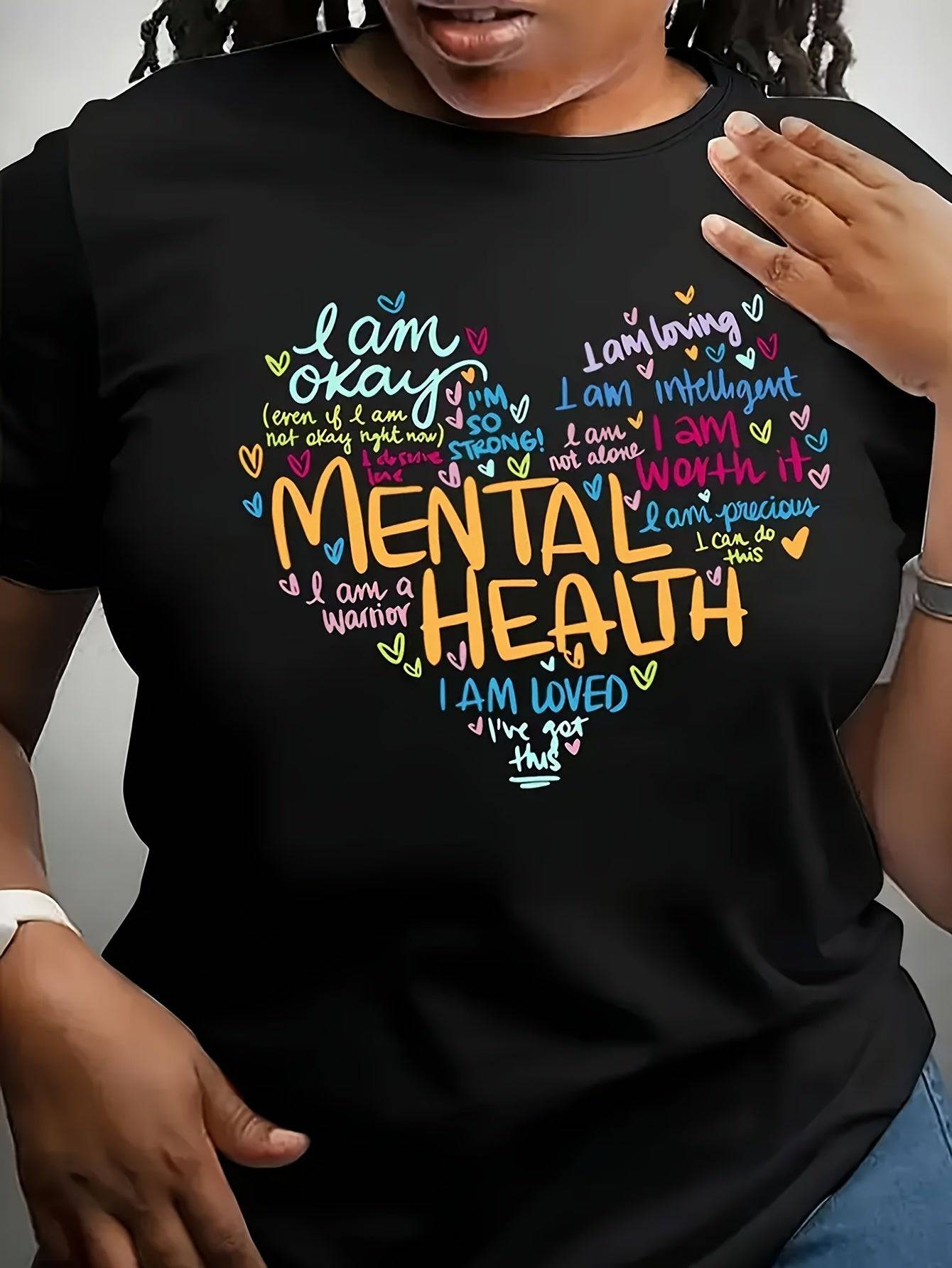 Mental Health Awareness Geometric Print T-Shirt | Women's Crew Neck Tee - achandvee T-Shirts