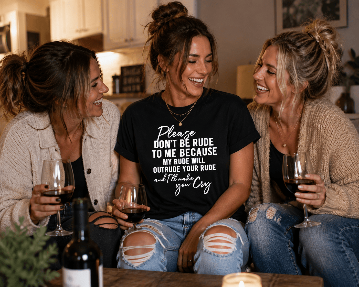 Please Don't Be Rude Slogan Graphic T-Shirt – Funny Novelty Tee for Women - achandvee T-Shirts