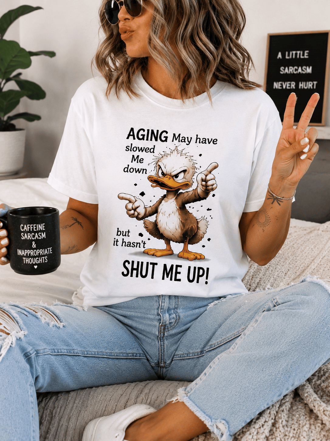 Aging Duck Slogan Graphic T-Shirt – Funny Novelty Tee for Women - achandvee T-Shirts