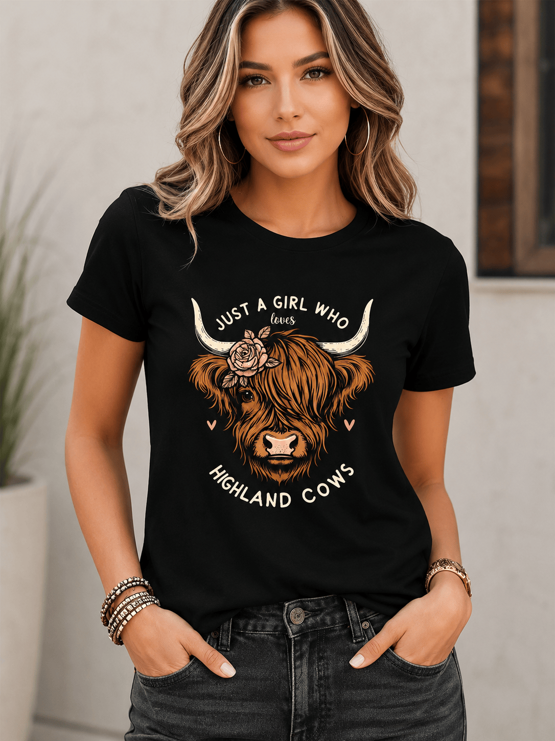 Highland Cow Graphic T-Shirt – Funny Novelty Tee for Women - achandvee T-Shirts