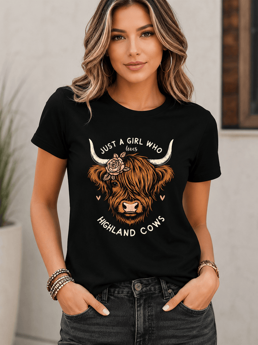Highland Cow Graphic T-Shirt – Funny Novelty Tee for Women - achandvee T-Shirts