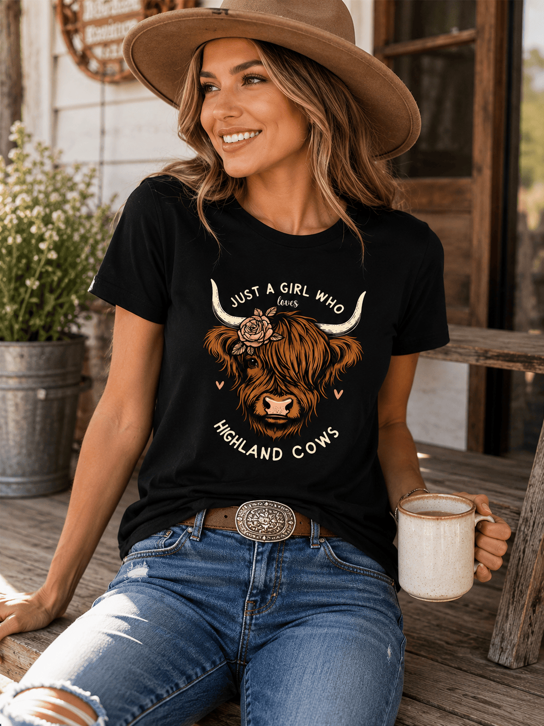Highland Cow Graphic T-Shirt – Funny Novelty Tee for Women - achandvee T-Shirts
