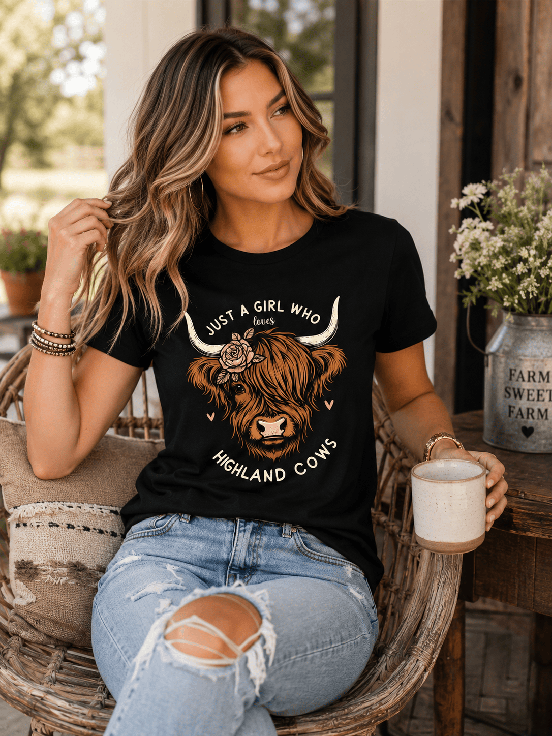 Highland Cow Graphic T-Shirt – Funny Novelty Tee for Women - achandvee T-Shirts