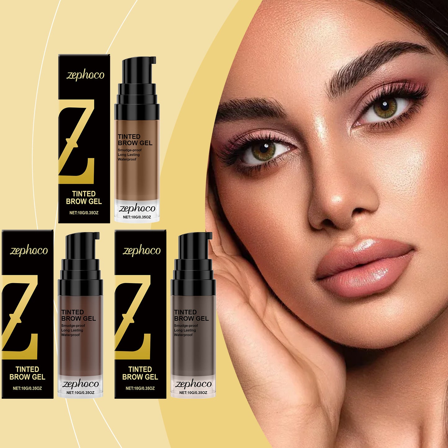 Long-lasting waterproof eyebrow tinting gel