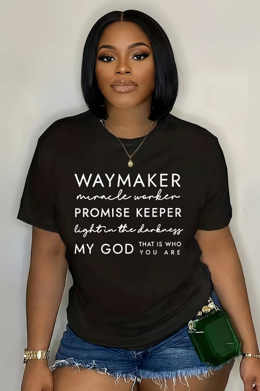 Waymaker Slogan Crew Neck T-Shirt | Women's Graphic Tee - achandvee T-Shirt
