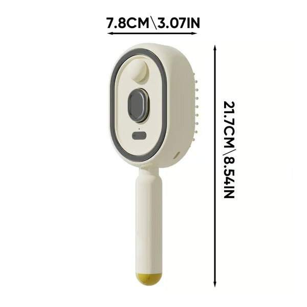 Achandvee 3-in-1 electric spray massage hair brush with self-cleaning feature, showing the brush's sleek design and spray nozzle.