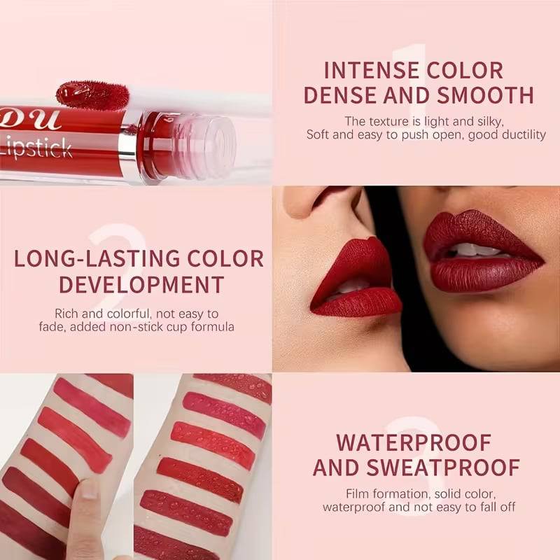 10Pcs Matte Waterproof Long Lasting Lip Gloss - achandvee lip gloss