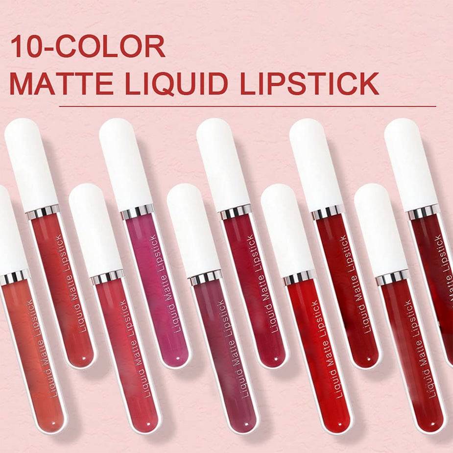 10Pcs Matte Waterproof Long Lasting Lip Gloss - achandvee lip gloss