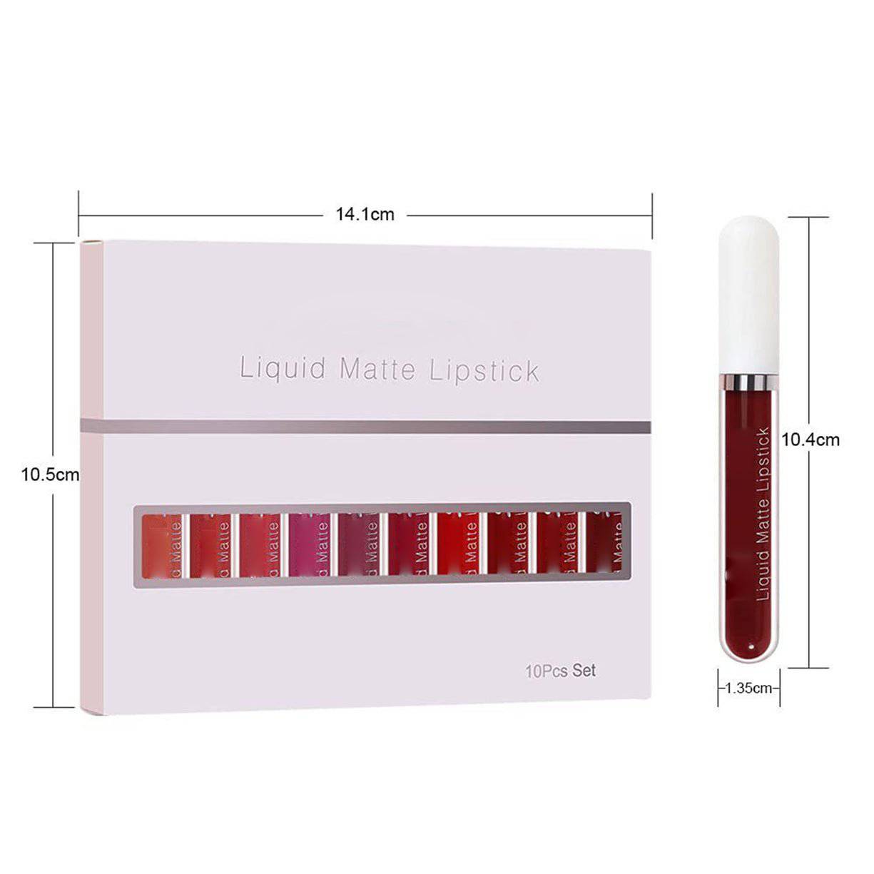 10Pcs Matte Waterproof Long Lasting Lip Gloss - achandvee lip gloss