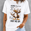 Aging Duck Slogan Graphic T-Shirt – Funny Novelty Tee for Women