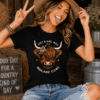 Highland Cow Graphic T-Shirt – Funny Novelty Tee for Women